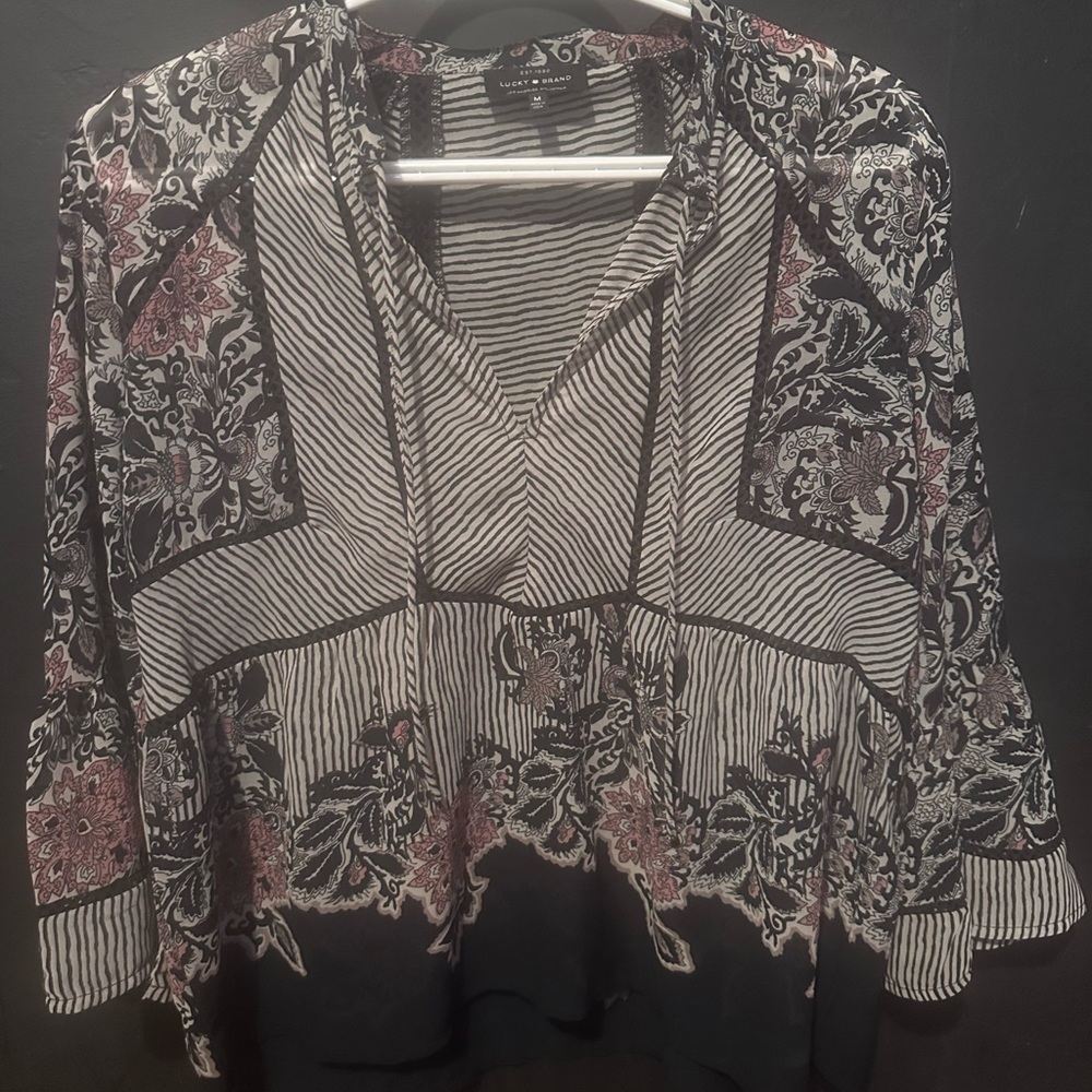 Black and White Patterned Blouse